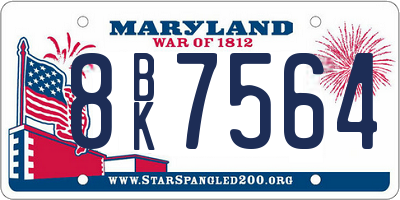 MD license plate 8BK7564