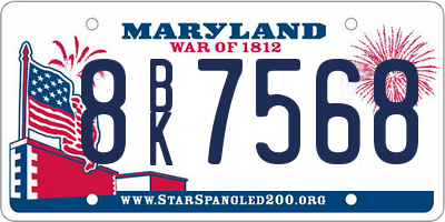 MD license plate 8BK7568