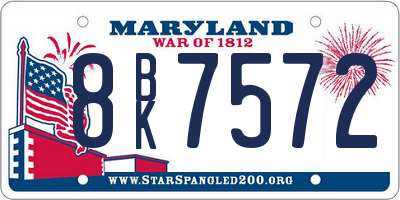 MD license plate 8BK7572