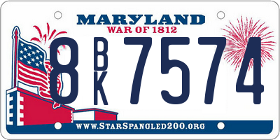MD license plate 8BK7574