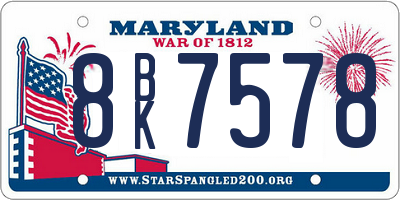 MD license plate 8BK7578