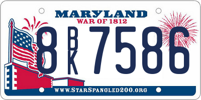 MD license plate 8BK7586