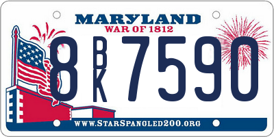 MD license plate 8BK7590