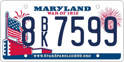 MD license plate 8BK7599