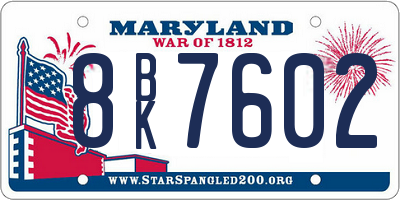 MD license plate 8BK7602