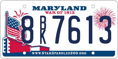 MD license plate 8BK7613