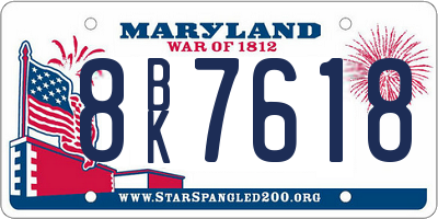 MD license plate 8BK7618