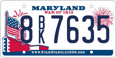 MD license plate 8BK7635