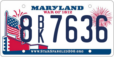 MD license plate 8BK7636