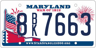 MD license plate 8BK7663