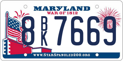 MD license plate 8BK7669
