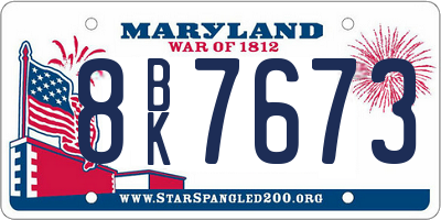 MD license plate 8BK7673