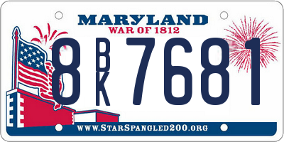 MD license plate 8BK7681