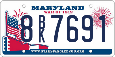 MD license plate 8BK7691