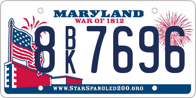 MD license plate 8BK7696