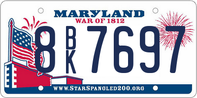 MD license plate 8BK7697