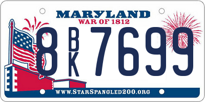 MD license plate 8BK7699
