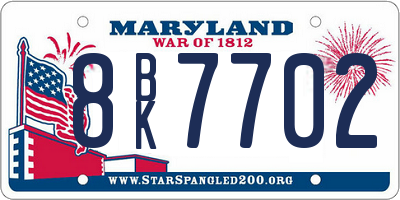 MD license plate 8BK7702