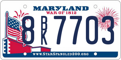 MD license plate 8BK7703