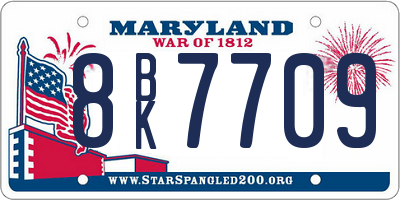MD license plate 8BK7709