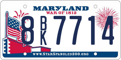 MD license plate 8BK7714