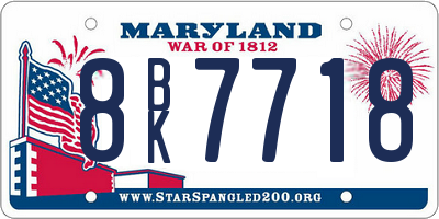 MD license plate 8BK7718