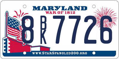 MD license plate 8BK7726