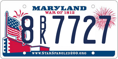 MD license plate 8BK7727