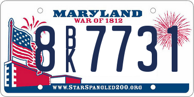 MD license plate 8BK7731