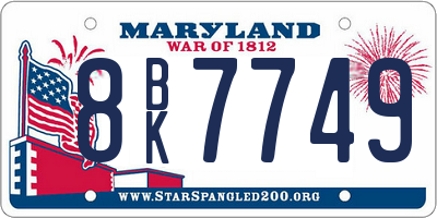 MD license plate 8BK7749