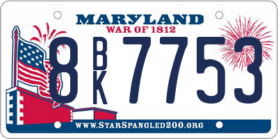 MD license plate 8BK7753