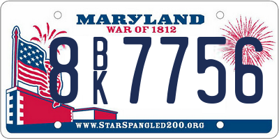 MD license plate 8BK7756