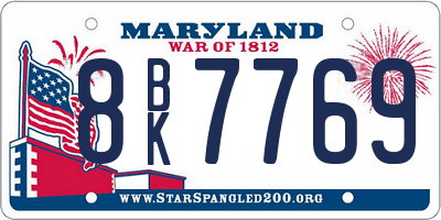 MD license plate 8BK7769