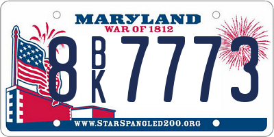 MD license plate 8BK7773