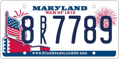 MD license plate 8BK7789