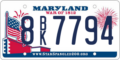 MD license plate 8BK7794