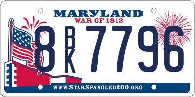 MD license plate 8BK7796