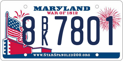 MD license plate 8BK7801