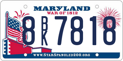 MD license plate 8BK7818