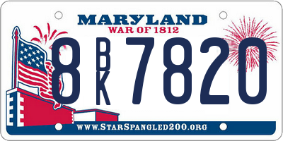 MD license plate 8BK7820