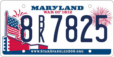 MD license plate 8BK7825