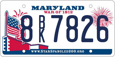 MD license plate 8BK7826