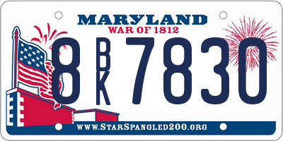 MD license plate 8BK7830