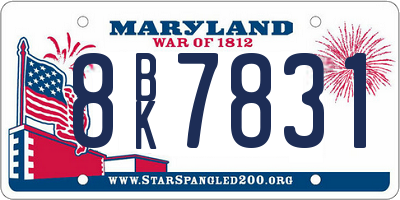 MD license plate 8BK7831