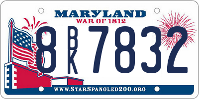 MD license plate 8BK7832