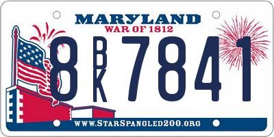 MD license plate 8BK7841