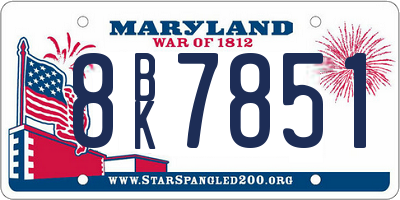 MD license plate 8BK7851