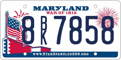 MD license plate 8BK7858