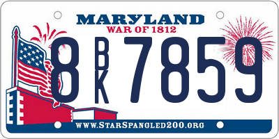 MD license plate 8BK7859