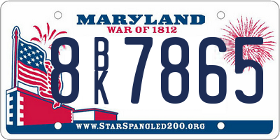 MD license plate 8BK7865